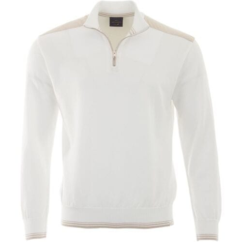 Paul & Shark Trui Piuma Featherlight Cotton Half Zip Blanc De Blanc / male
