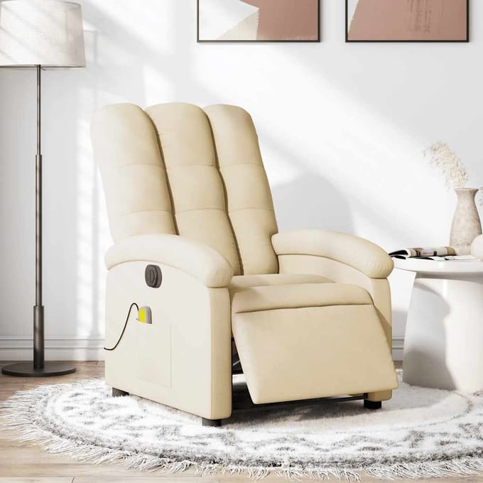 vidaXL - Massagestoel - elektrisch - verstelbaar - stof - crèmekleurig