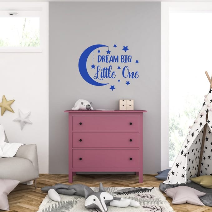 Muursticker - Dream Big Little One - 58 x 75 - Blauw