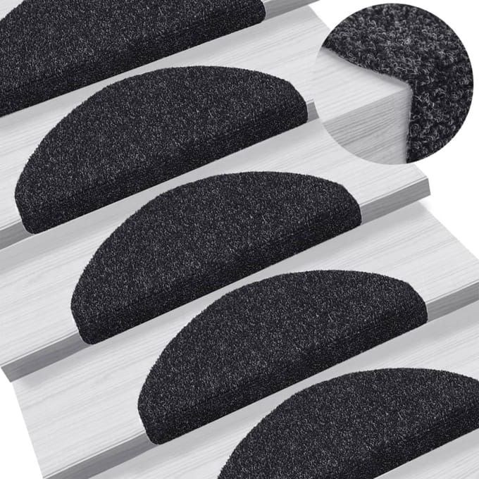 vidaXL - Trapmatten - Zelfklevend - 10 - stuks - 65x21x4 - cm - Zwart - Halfrond - Groot