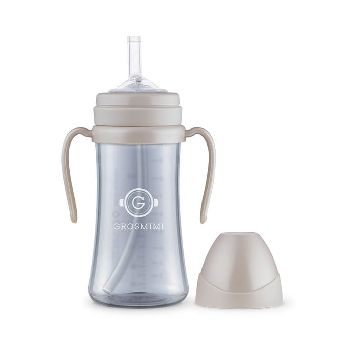 Grosmimi PPSU Donkere Serie Rieten Beker (300 ml) CREAM BEIGE white