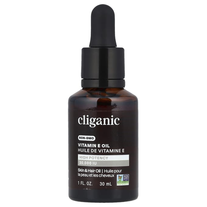 Cliganic, huile de vitamine E, 1 fl oz (30 ml) black