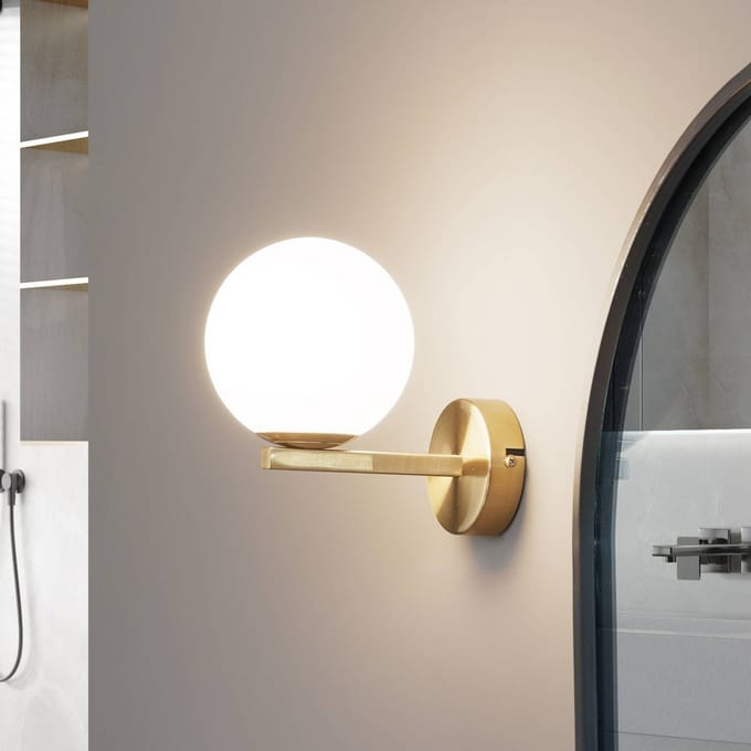 Lucande - Wandlamp - 1licht - Staal, glas - H: 16.7 cm - G9 - messingkleurig