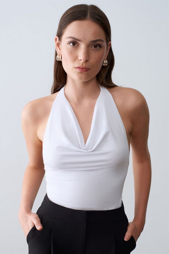 Mouwloze Blouse met Kraag en Strik