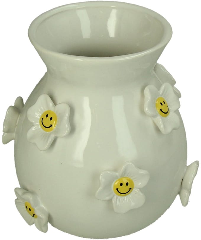 Vase Flower Smiley Dolomite White 19.7x19x20.2cm
