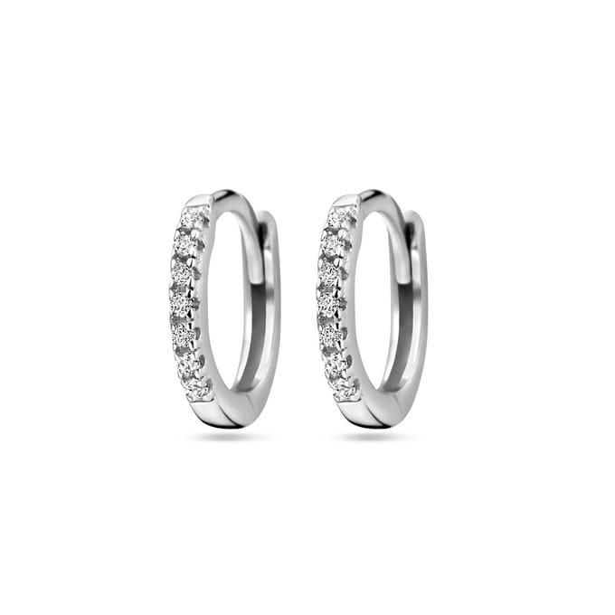 Glams klapoorringen zirkonia - 10 mm - Zilver