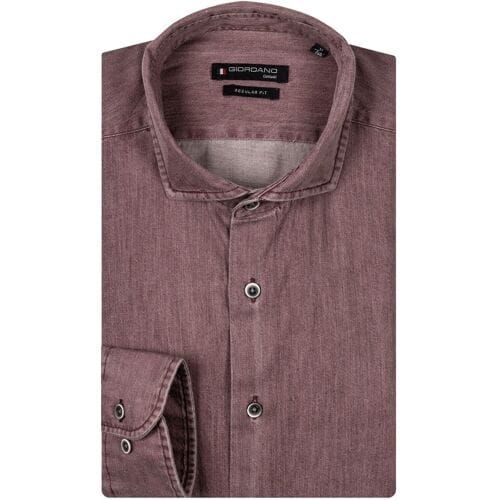 Giordano Overhemd Row Colorful Twill Donker Oker / male