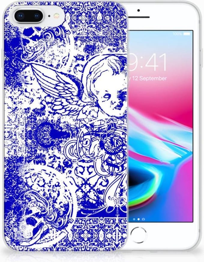 Silicone Back Case Apple iPhone 7 Plus | 8 Plus Angel Skull Blauw