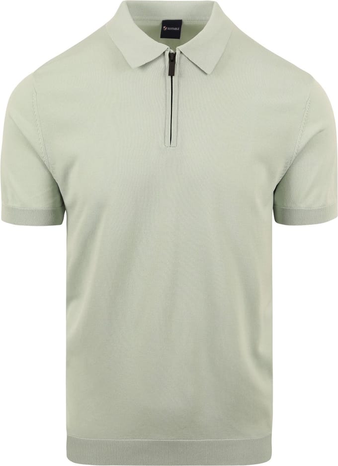 Suitable Half Zip Polo Lichtgroen - Maat XXL - Heren