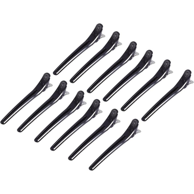 12 STuks Pak Salon Haardelingsclip Aluminiumlegering Kappersklemmen Haarspeld Stylinggereedschap black