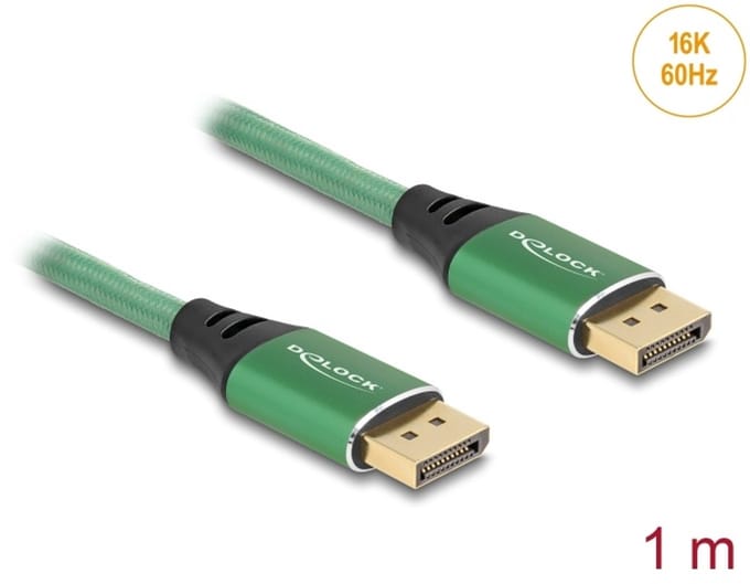 Delock DisplayPort Cable 16K 60 Hz 1 m green metal