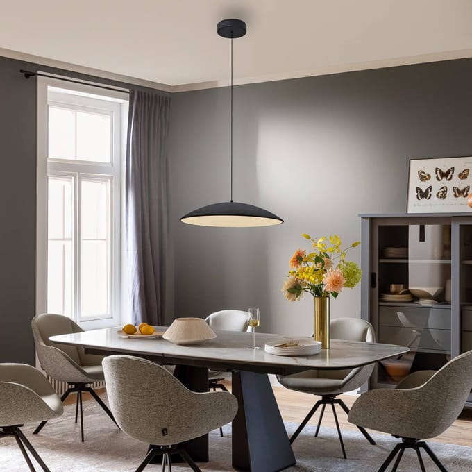 Schöner Wohnen LED hanglamp LENTE, zwart, Ø 50 cm, metaal, Switchdim
