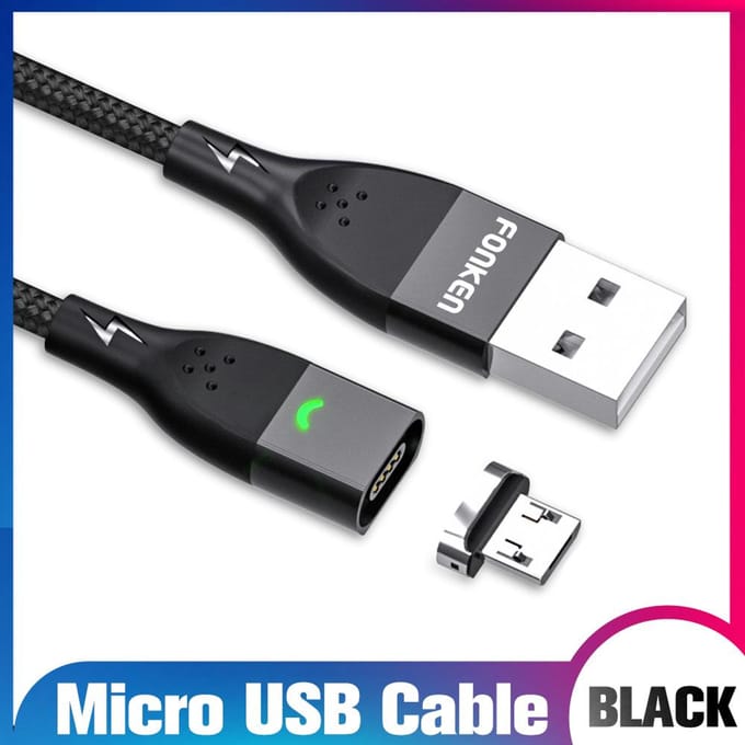 Câble magnétique bi fonction charge rapide pour téléphone portable USB 2M Micro Cable+Plug