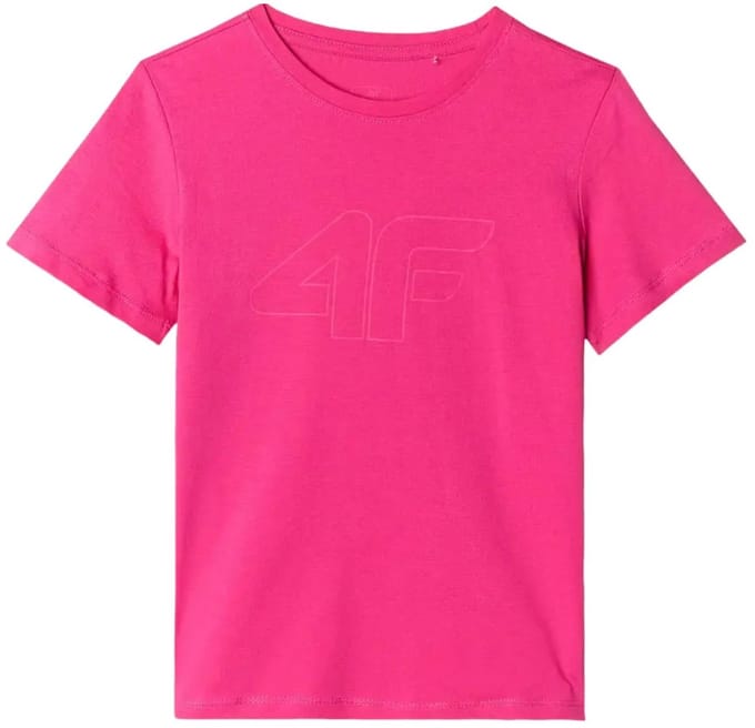 4F Kinder T-Shirt Slim Fit Roze met Logo - Maat 146