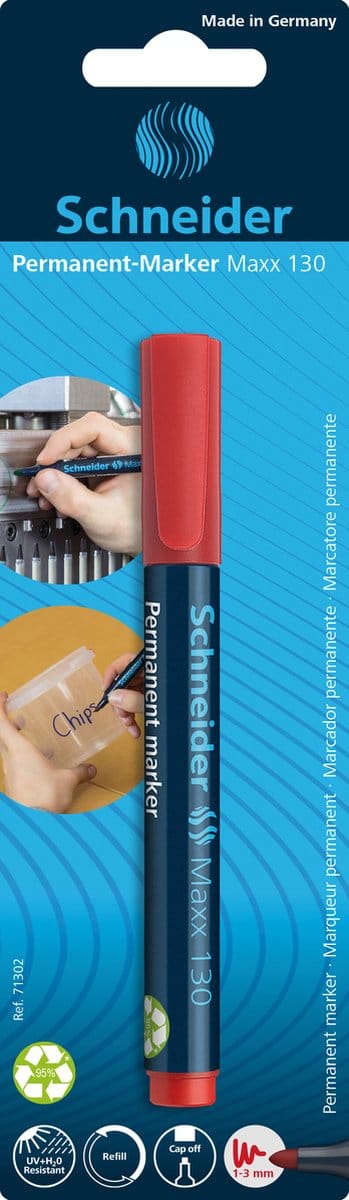 Schneider permanent marker - Maxx 130 - schrijfkleur rood - met ronde punt - navulbaar - S-71302