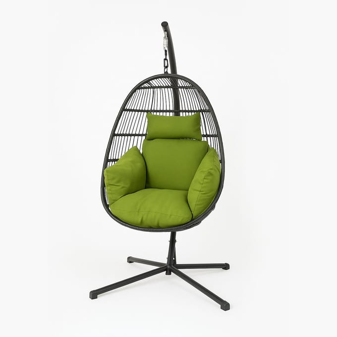 Homescapes Outdoor Hangstoelkussen – Groen met Hoofdsteun