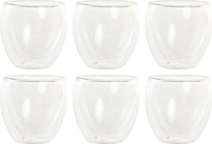 Items Koffieglazen - set 6x - dubbelwandig - espresso glazen - 100 ml