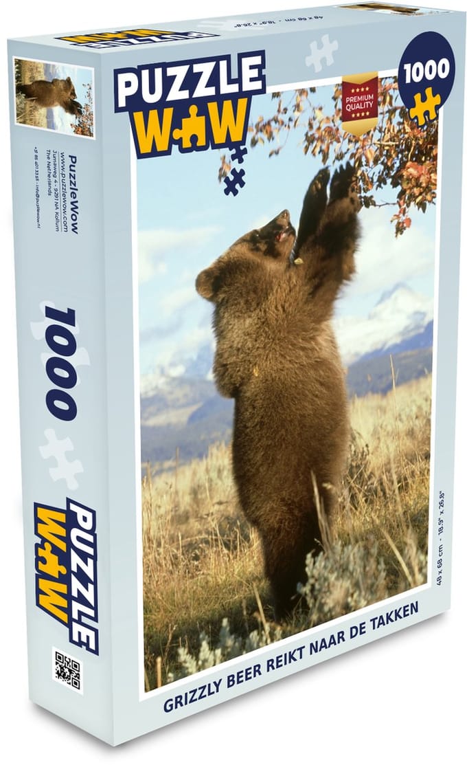 Puzzel Beer - Bladeren - Gras - Legpuzzel - Puzzel 1000 stukjes volwassenen