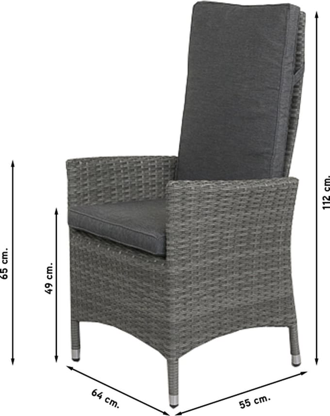 Timber organic grey/Alma 210 cm. tuinset - 7-delig verstelbaar