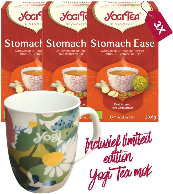 Yogi Tea Stomach Ease Bio - 3 pakjes - inclusief limited edition Yogi Tea mok