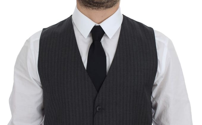 Grijze Pinstripe Gilet Klassieke Pasvorm