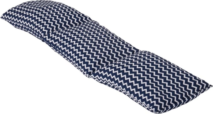 Kersenpitkussen Langwerpig Cervico - 52 x 13cm - Blauw met Witte Golven