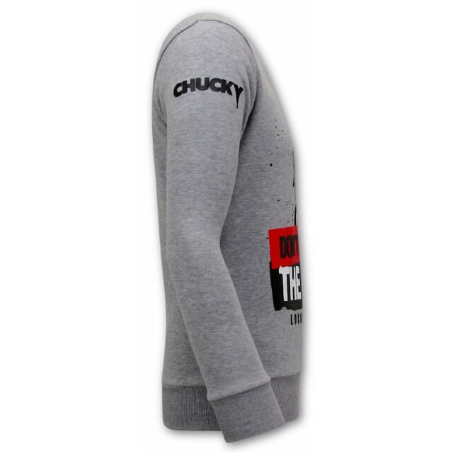 Heren Sweater met Print - Chucky - Grijs