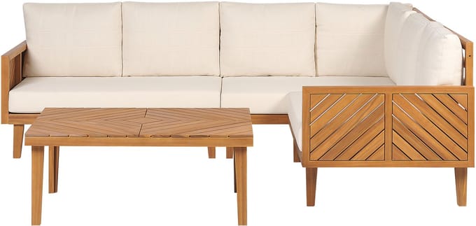 BARATTI - Loungeset voor 4 - Lichtbeige - Acaciahout