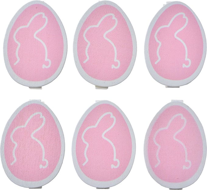 Clayre & Eef Decoratieve Knijpers Ei 3x1x5 cm Roze Hout