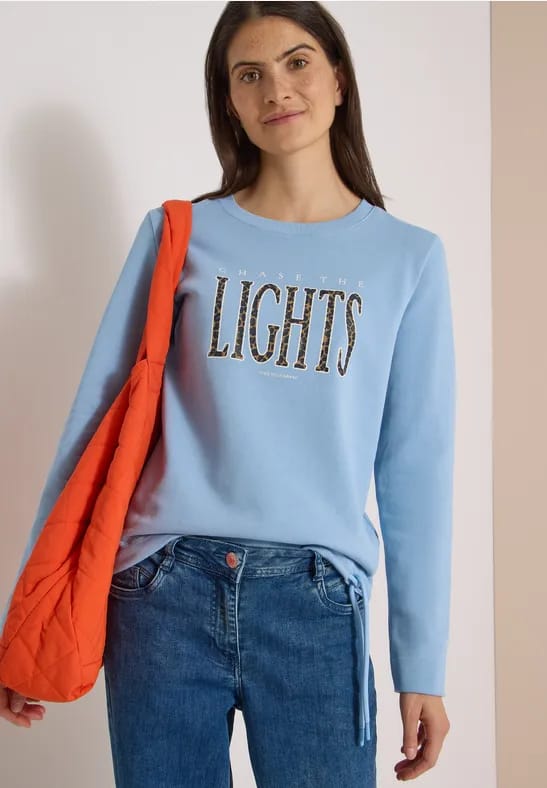 Sweatshirt met opdruk en trekkoord