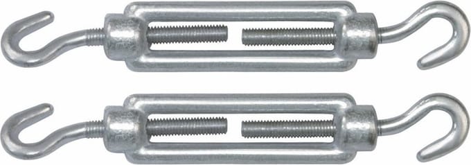 AMIG Spanschroeven/draadspanner met haak/haak - 2x - 11cm - verzinkt staal - 120kg - M6 schroefdraad