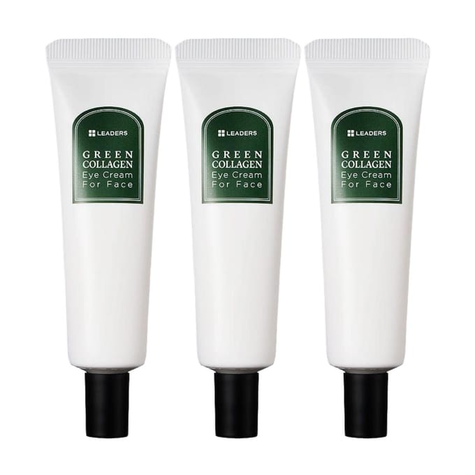 LEADERS Crème Contour des Yeux Intensive au Collagène Vert pour Visage Trio Fermeté Hydratation 30ml x 3