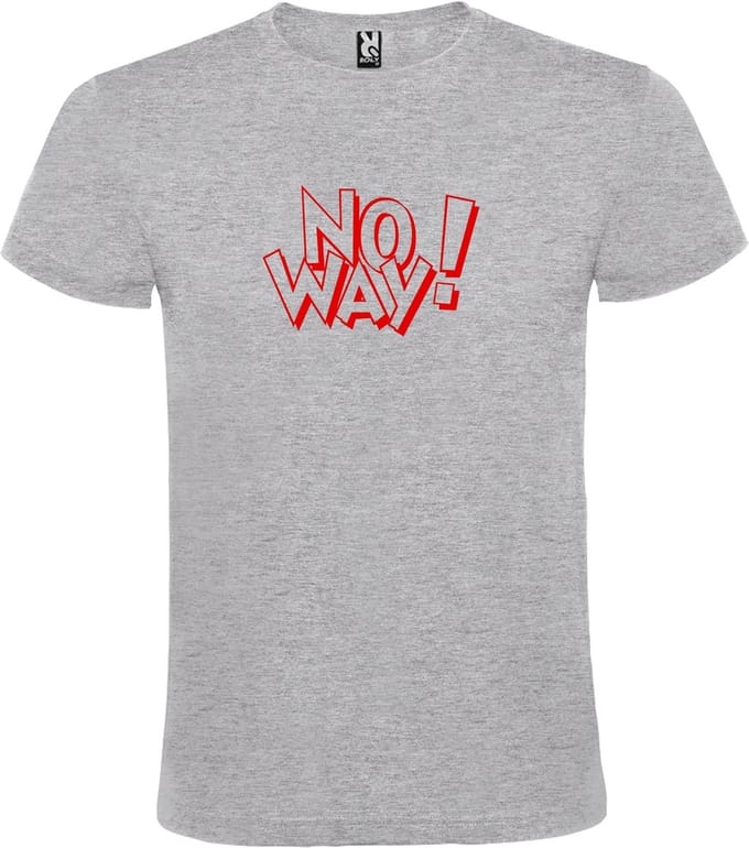 Grijs T-shirt ‘No Way!’ Rood Maat M