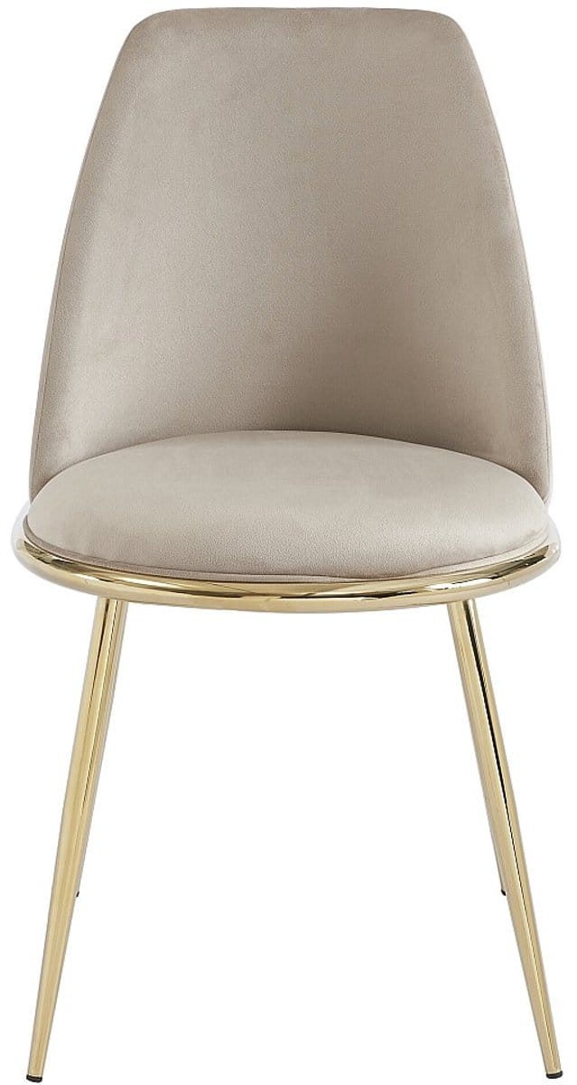Vente-unique Set van 2 fluwelen en gouden metalen stoelen - Beige - NEBINA