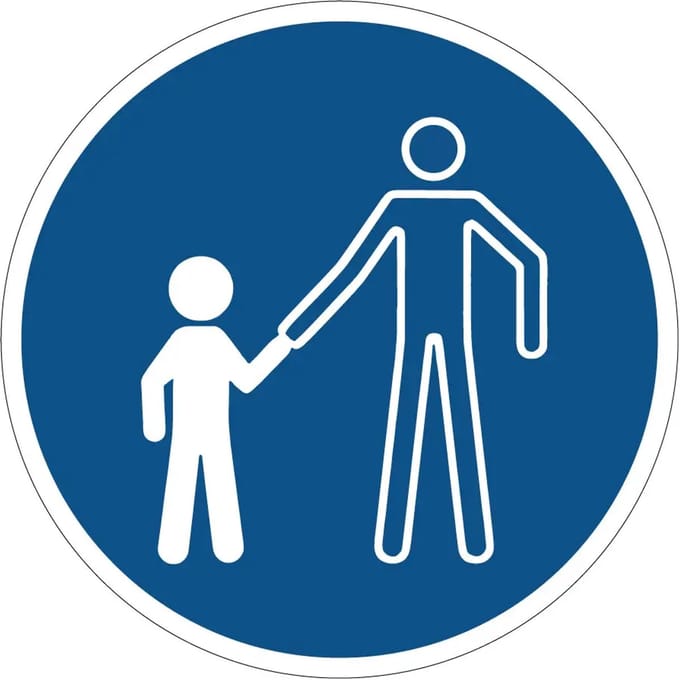 Kinderen moeten begeleid worden gebodssticker - M065 | 40 cm