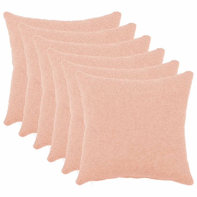 vidaXL - Kussensloop - 6 - pcs - HEERLEN - Roze - 30 - x - 30 - cm - Bouclé