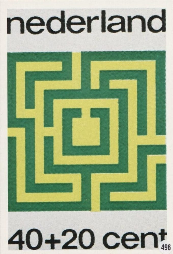 Briefkaart met afbeelding Doolhof postzegel