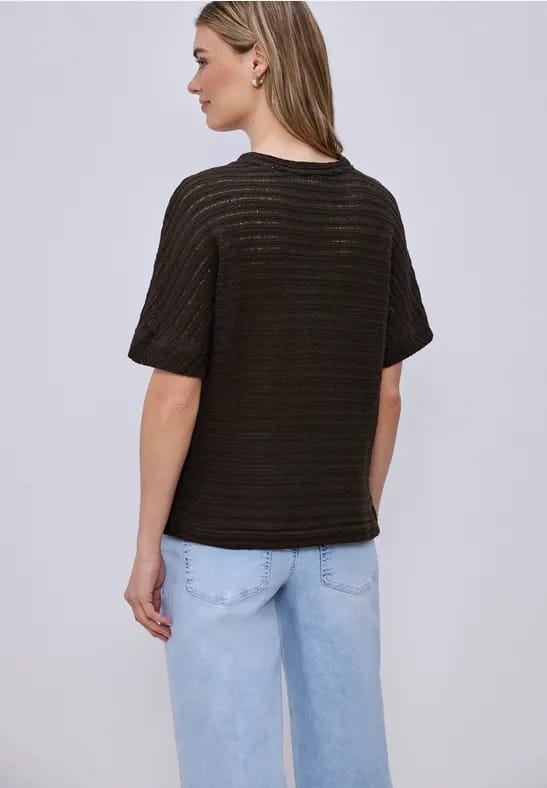Shirt met ronde hals en structuur