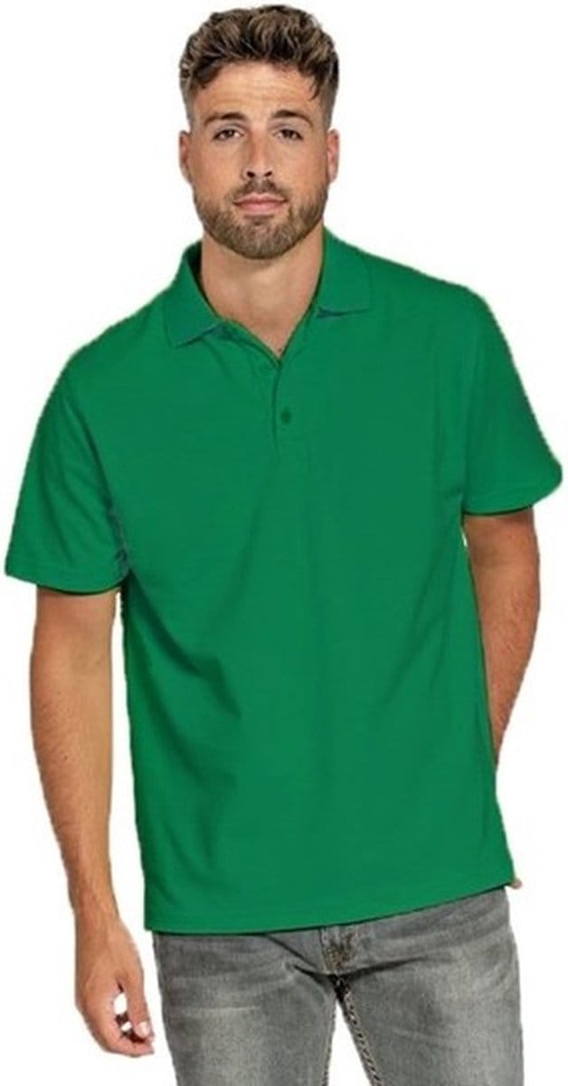 Lemon & Soda Heren basic poloshirt - groen - korte mouw - katoen - 220 gram M