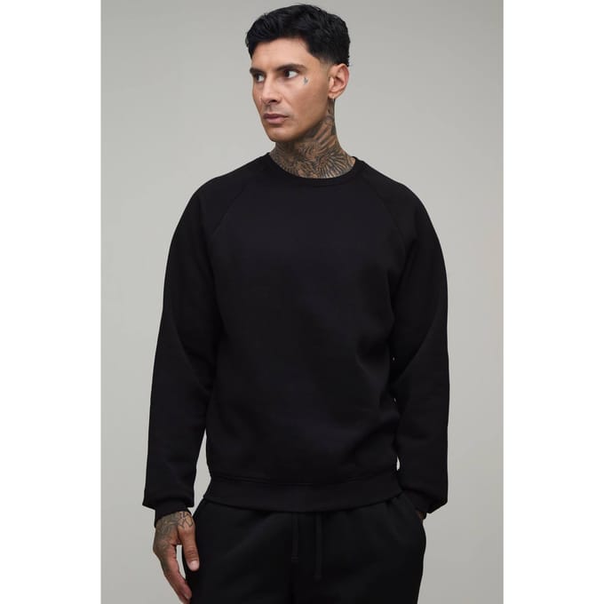 Tall Essential Regular Fit Raglan Sweater Met Lange Mouwen | Black | Size 2XL