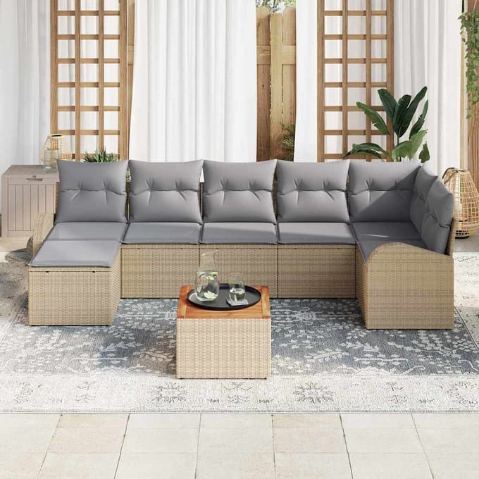 vidaXL - Tuinbank - Set - 8 - st - Beige - poly - rattan