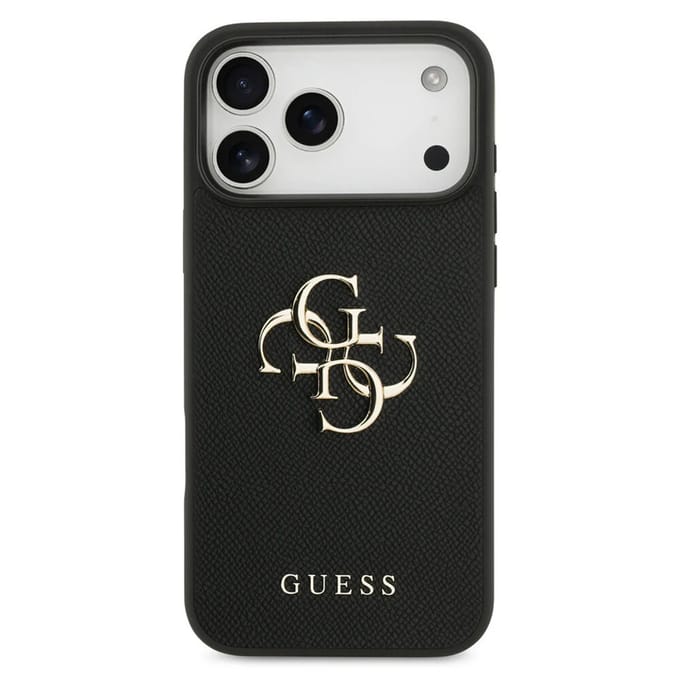 Guess Big 4G Logo Backcover Grained voor de Apple iPhone 17 Pro - Zwart