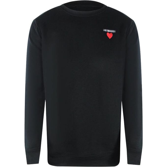 Love Moschino Heren Sweatshirt met hartlogo (Zwart)