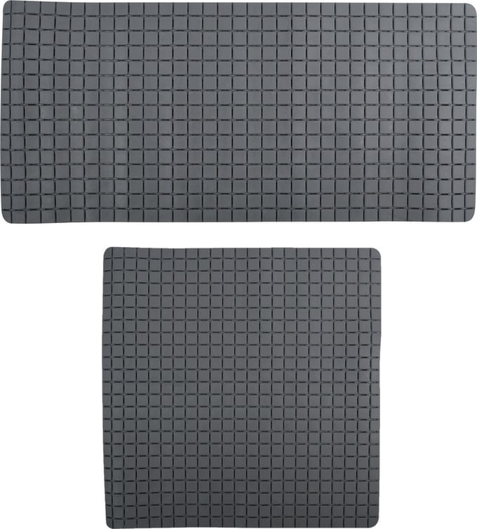 MSV Douche/bad anti-slip matten set badkamer - rubber - 2x stuks - donkergrijs - 2 formaten