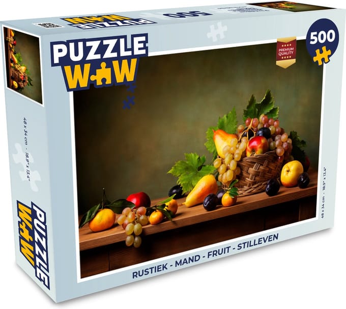 Puzzel Rustiek - Mand - Fruit - Stilleven - Legpuzzel - Puzzel 500 stukjes