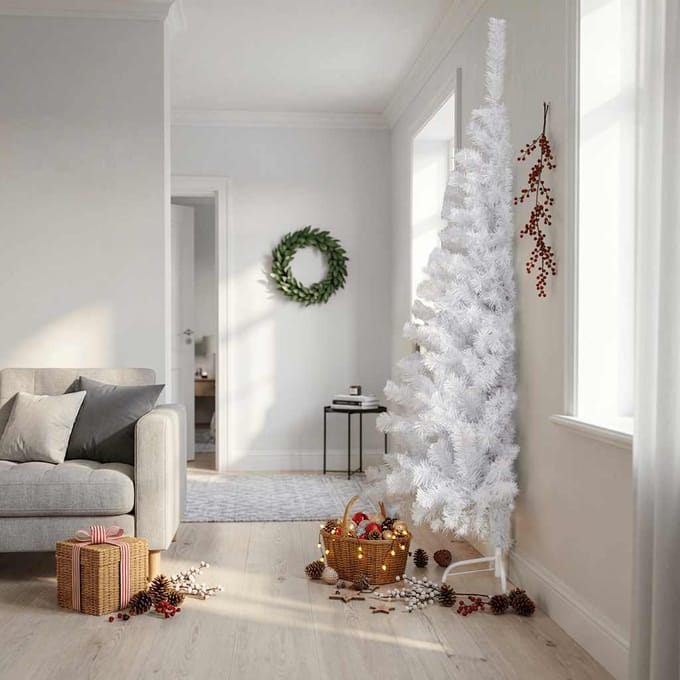 vidaXL Kunstkerstboom met standaard half 210 cm PVC groen