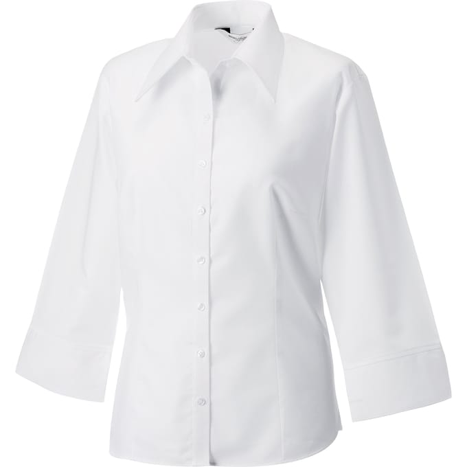 Russell Collection Dames/Dames 3/4 Mouwen Tencel® Fitted Shirt (Wit)