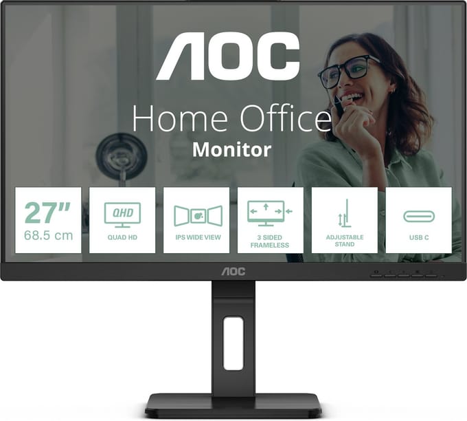 27" AOC Q27P3CV - 2560x1440 (QHD) - 75Hz - IPS - 65W USB-C
