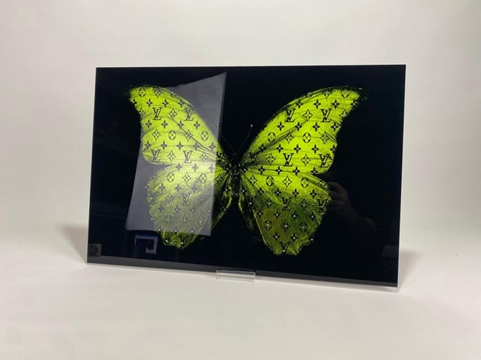 Butterfly Green LV schilderij op plexiglas 60X90CM