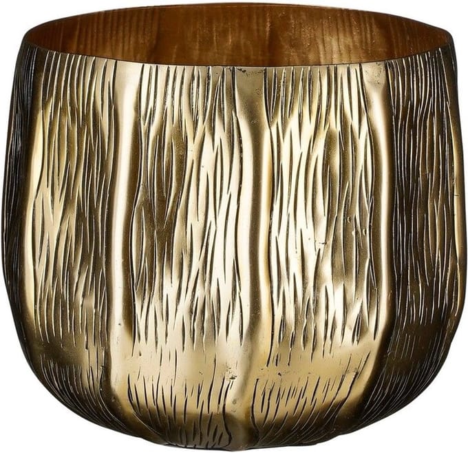 MICA DECORATIONS CEZAR POT ROND GOUD - H17,5XD20CM